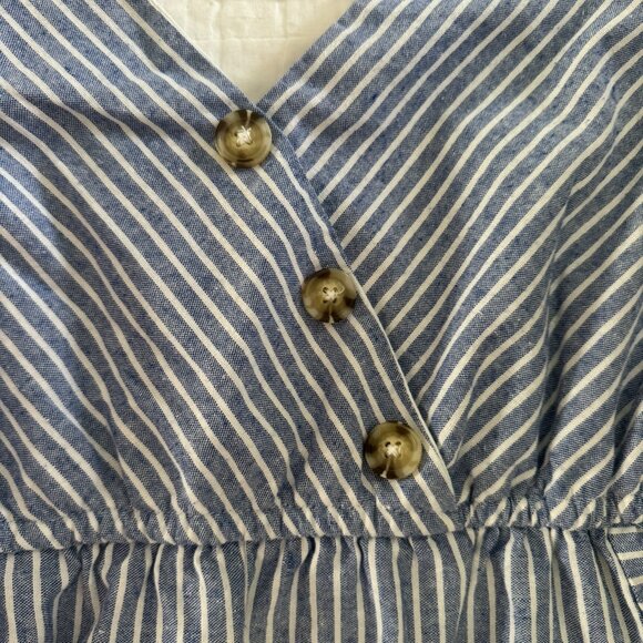 Purple Snow Striped Romper w/ Belt - Picture 6 of 6